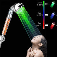 LED shower head with water filter