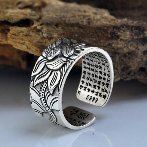 Bague de lotus en argent