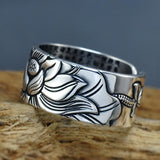 Silver lotus ring